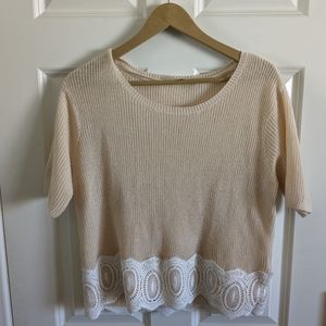 Knit lace trim top